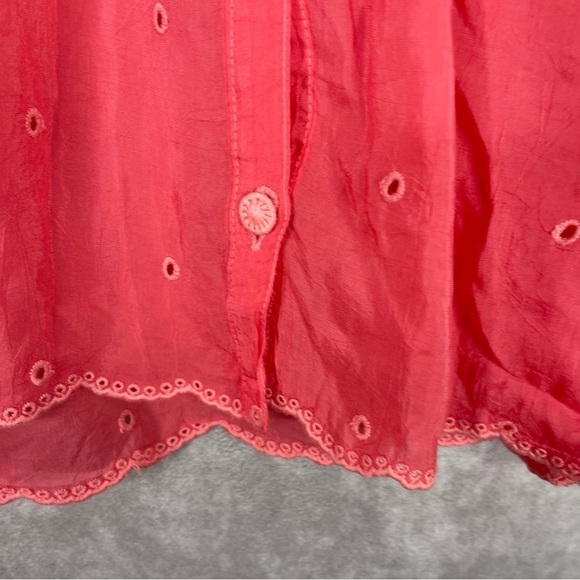 Johnny Was Helia Button-Down Long Sleeve Blouse In Passion Fruit Coral Size XS - Picture 8 of 9
